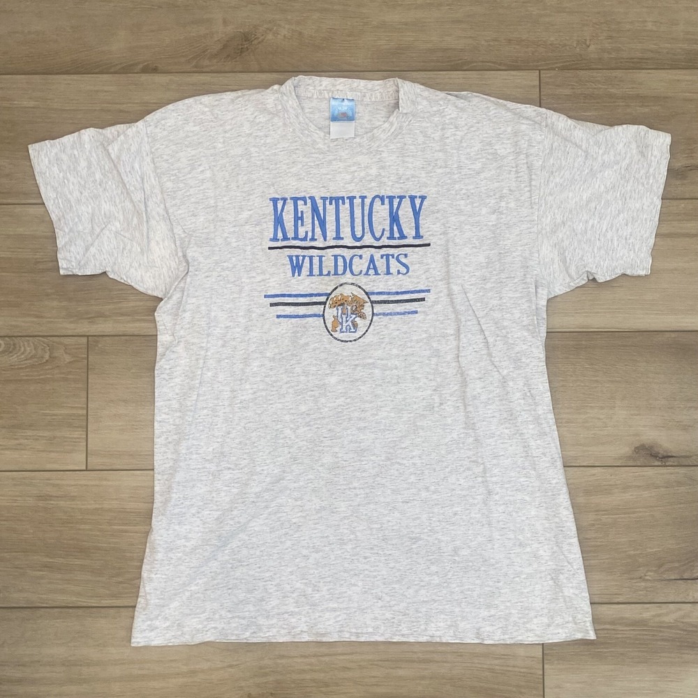 Vintage 90s Kentucky Wildcats Short Sleeve Gray Embroidered Tee Adult Size XL